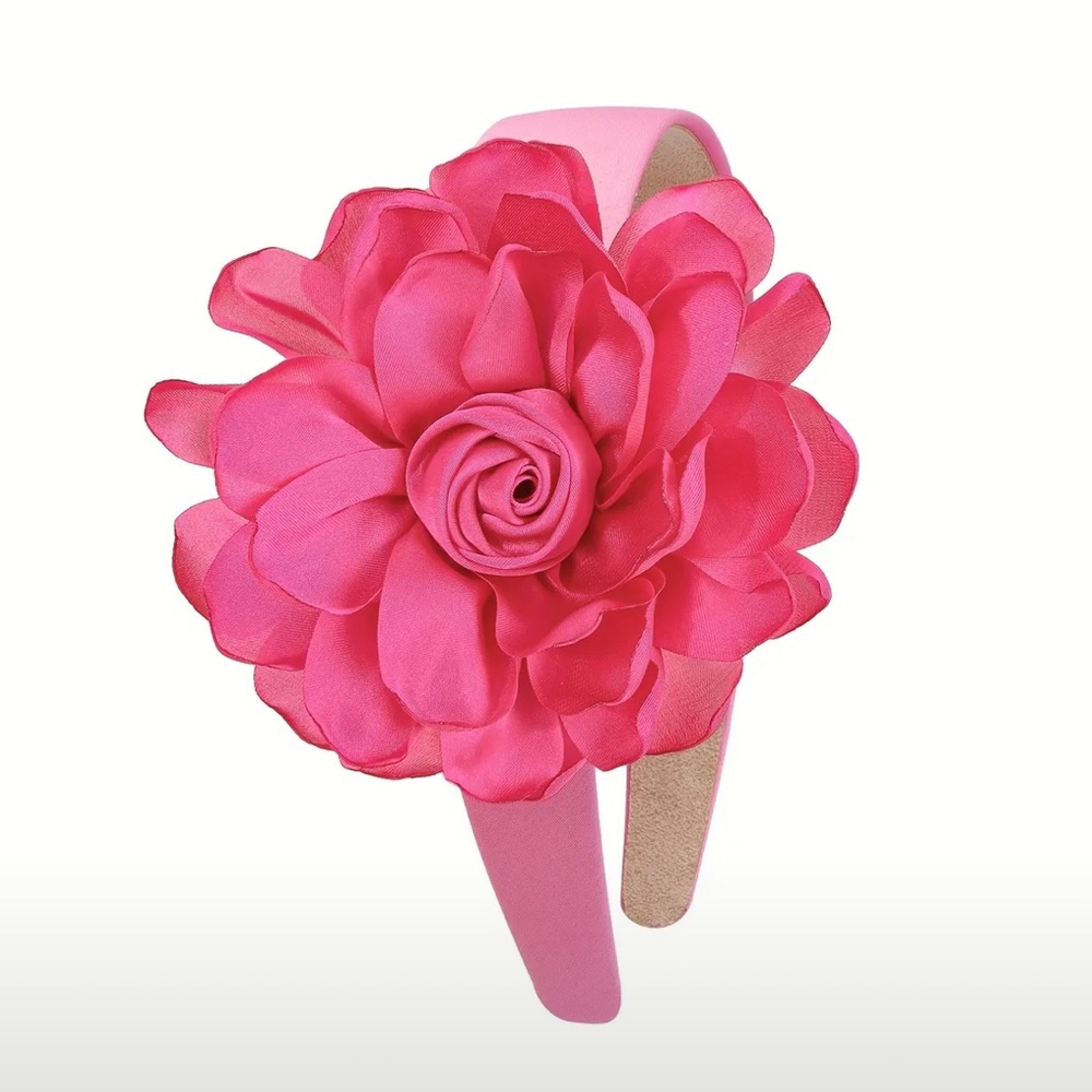 Pink Satin Floral Headband